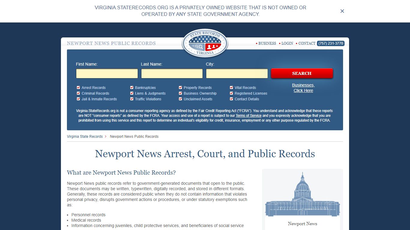 Newport News Arrest and Public Records | Virginia.StateRecords.org